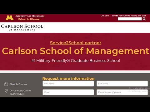 THE Carlson School of Management Service2School Partner Military Program